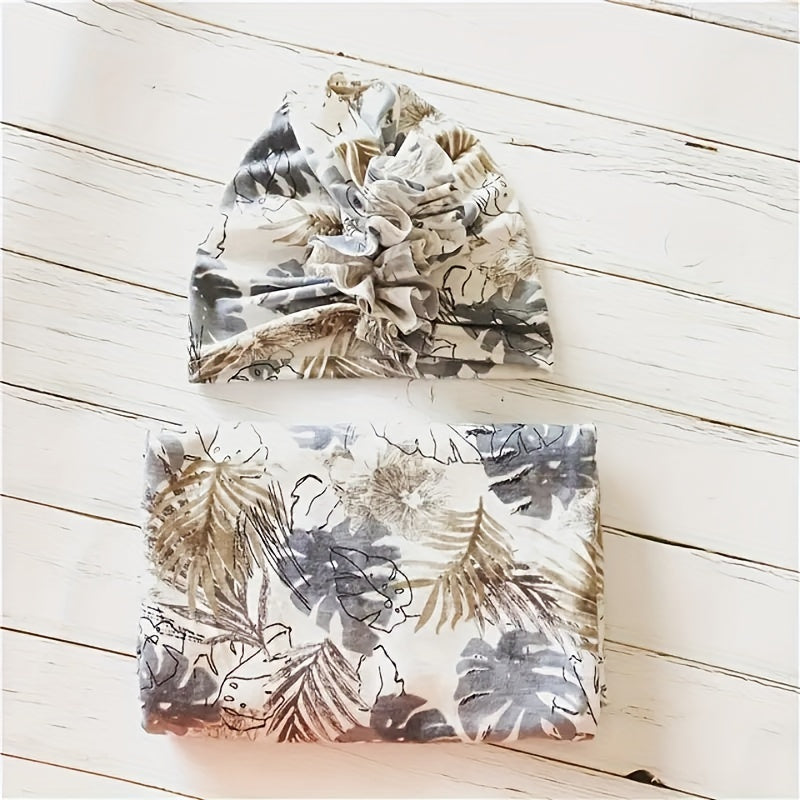 Set of 2 Soft Cozy Baby Hair Accessories and Swaddle Blankets for Kids