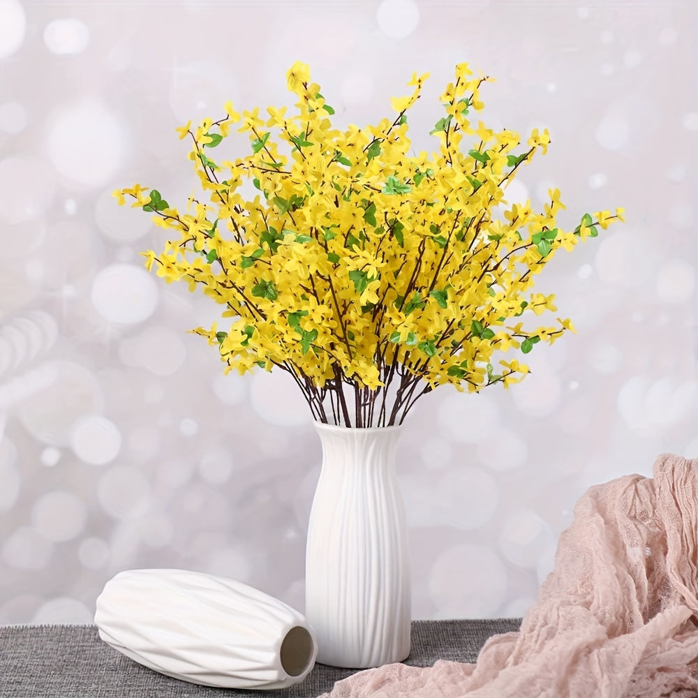 Flores artificiales 10/16 piezas Jazmín de invierno amarillo falso para decoración interior y exterior