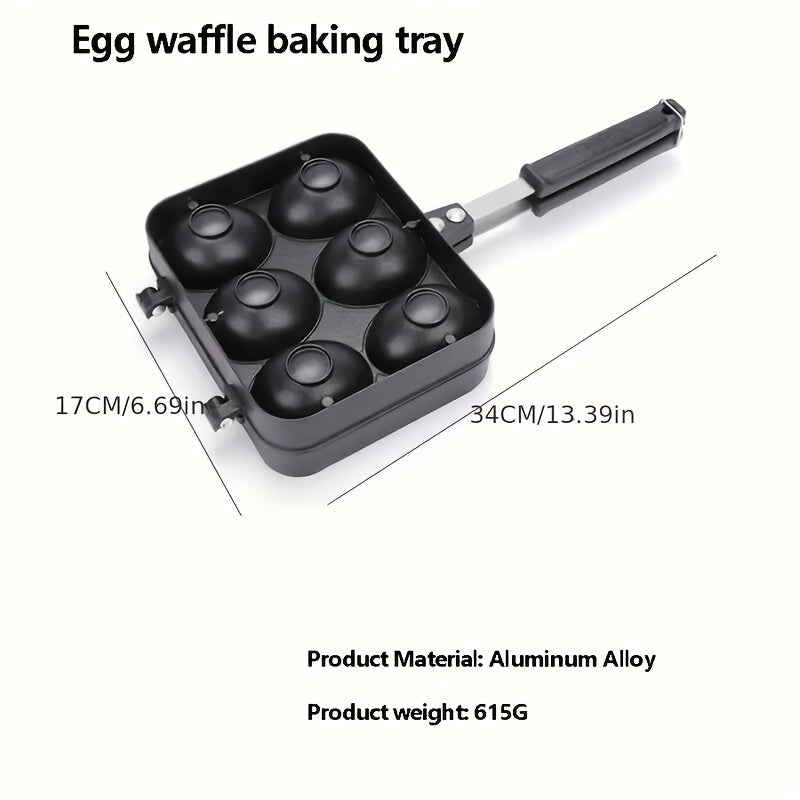 Double-sided egg waffle maker non-stick surface for home outdoor cooking