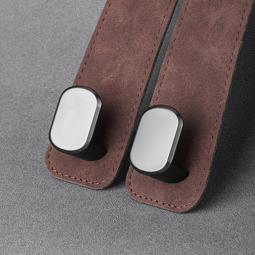 Universal Faux Leather Car Seat Back Hook Double Suede Storage Hanger Auto Headrest Organizer