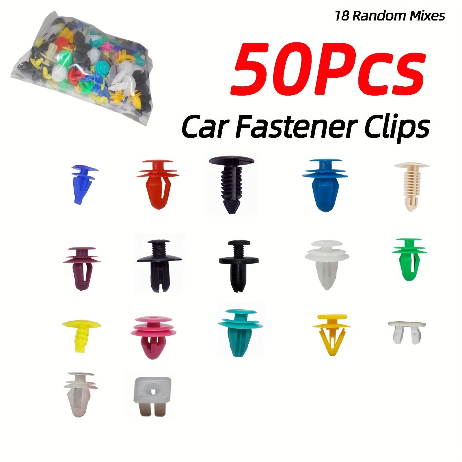 Juego de clips de sujeción de plástico universal para coche, parachoques, guardabarros, puerta, interior