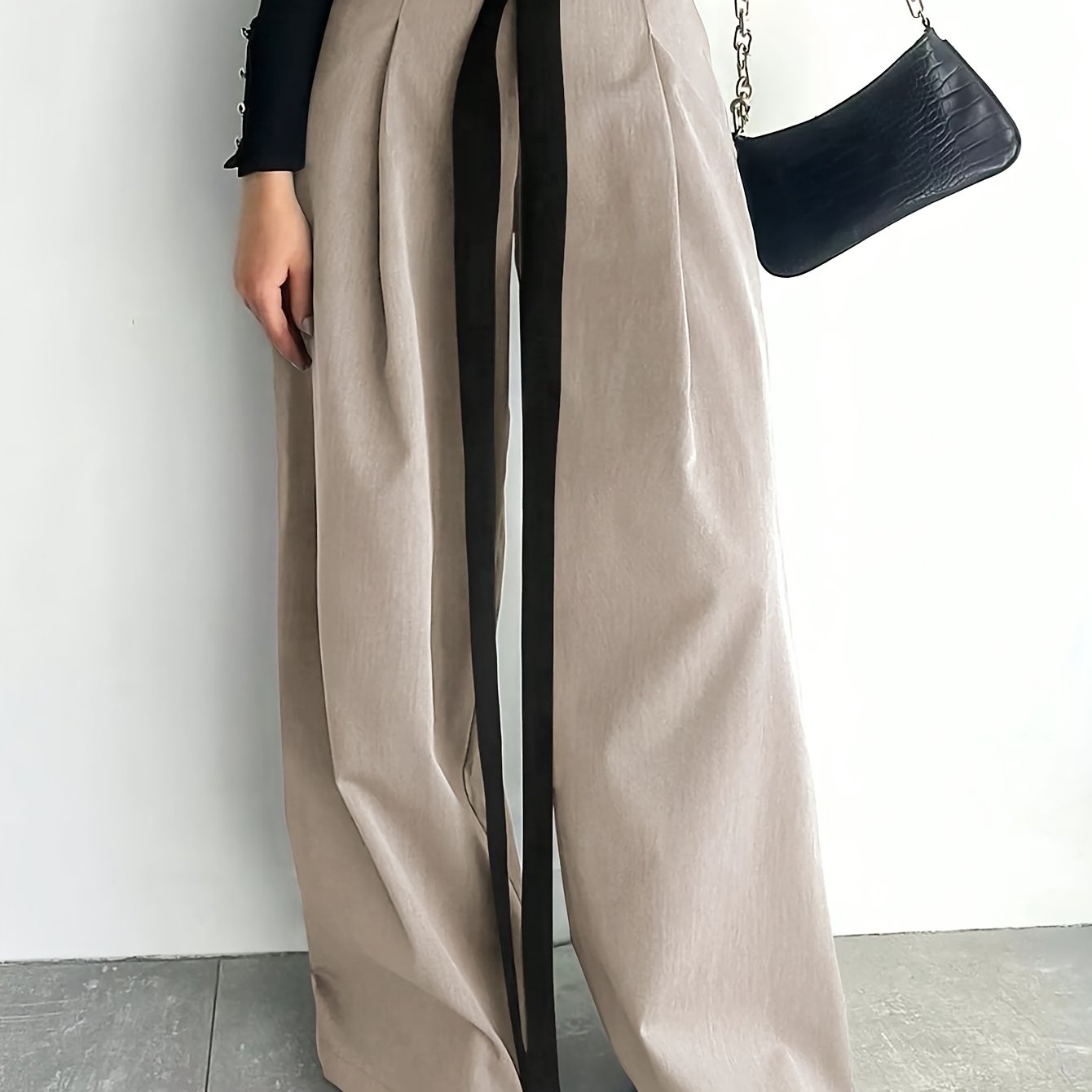 Adult Solid Color Wide Leg Suit with Lace-Up Detail in Polyester