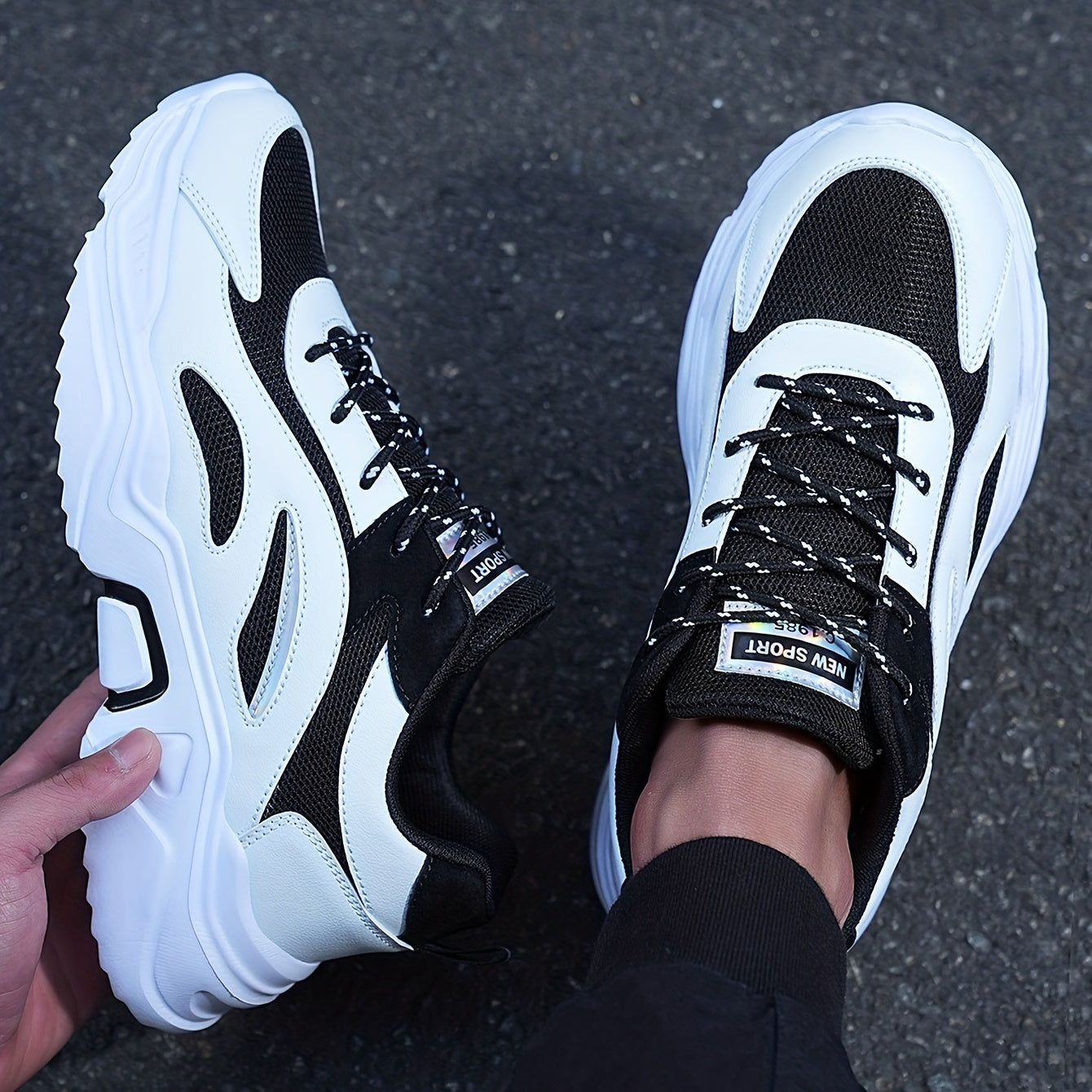 Черно-белые сетчатые кроссовки Panda для мужчин, дышащие повседневные уличные кроссовки