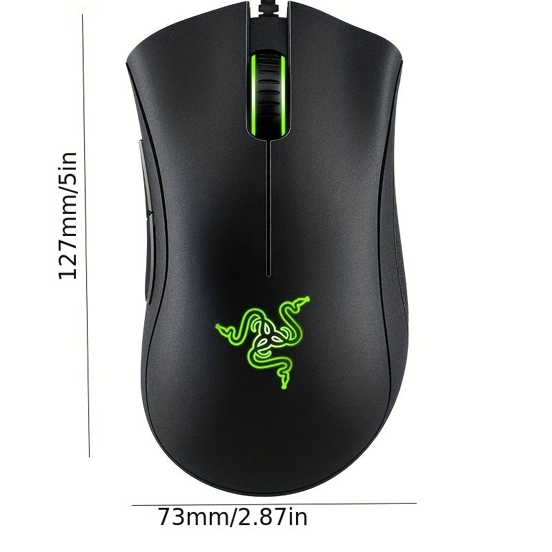 Wired Gaming Mouse Optical 6400 DPI Right-Hand Ergonomic Black Mouse with Side Keys