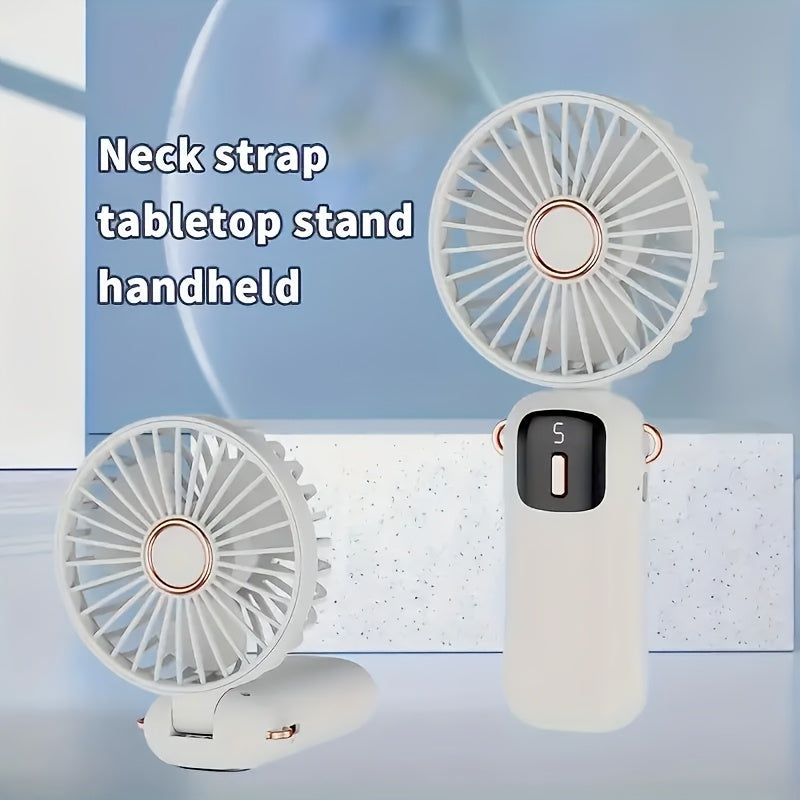 Mini Portable Handheld Fan USB Rechargeable Foldable Neck Wearable Fan for Travel Outdoor Office