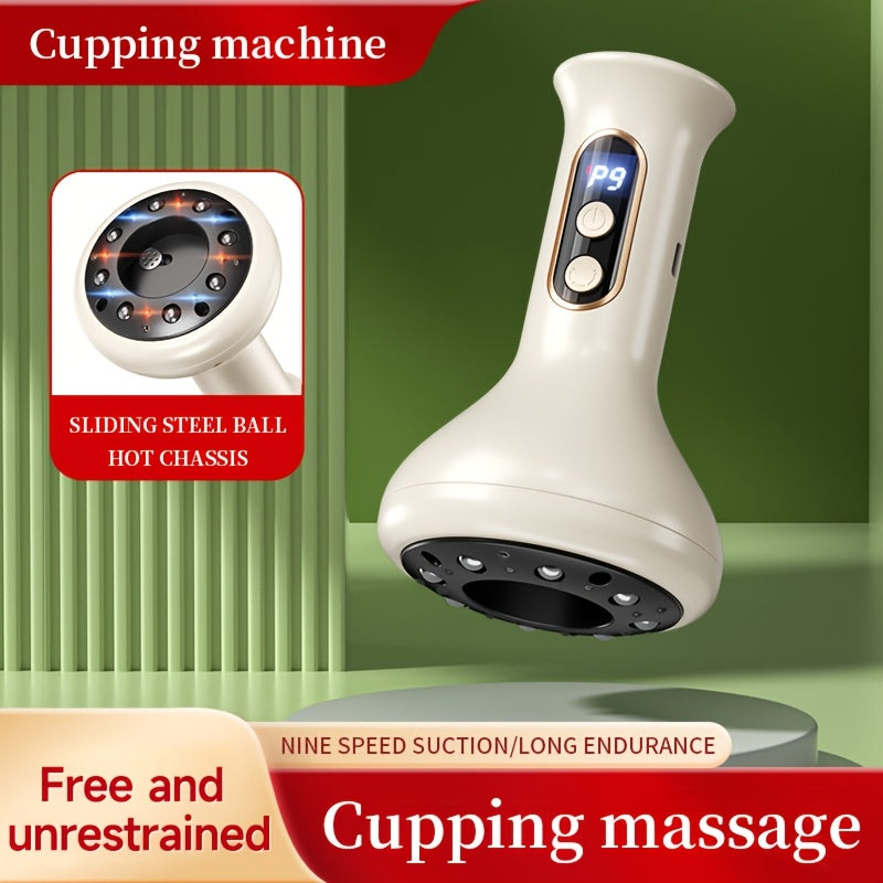 Electric Cupping Device with Heating and Gua Sha 9 Levels USB Rechargeable