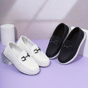 Boys Girls Toddler Solid Color Low Top PU Leather Slip On Round Toe Loafers