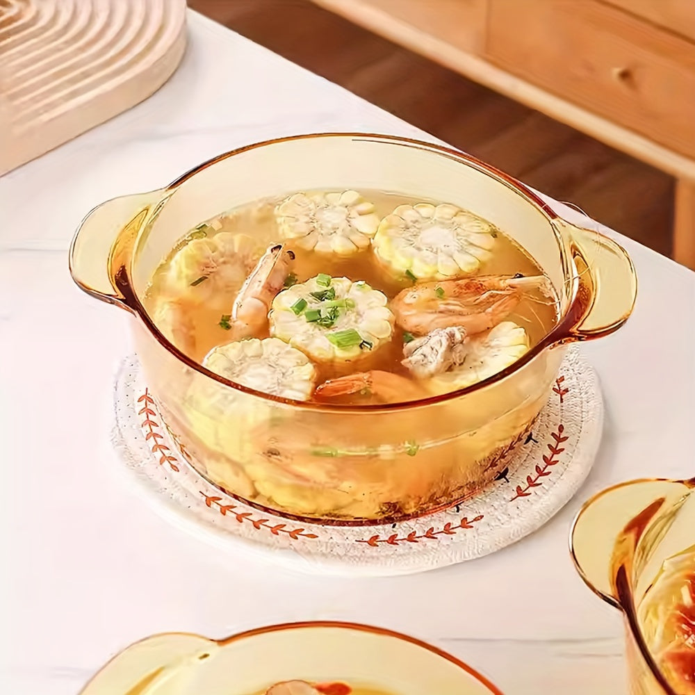 Olla de sopa de vidrio de borosilicato de 2500ml con tapa, apta para microondas y lavavajillas