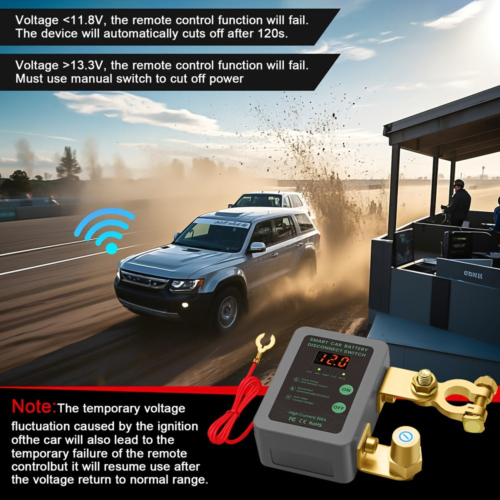 Smart Car Battery Disconnect Switch with LED Display 12V Remote Control