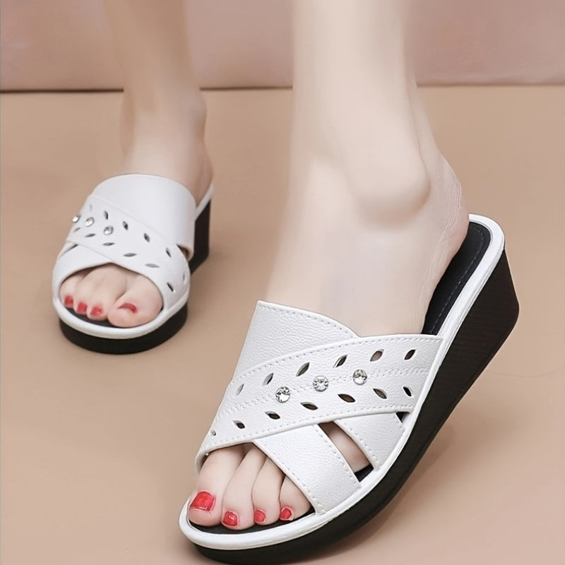 Women's Black EVA Slide Sandals Breathable Open-Toe Cushioned Slip-On