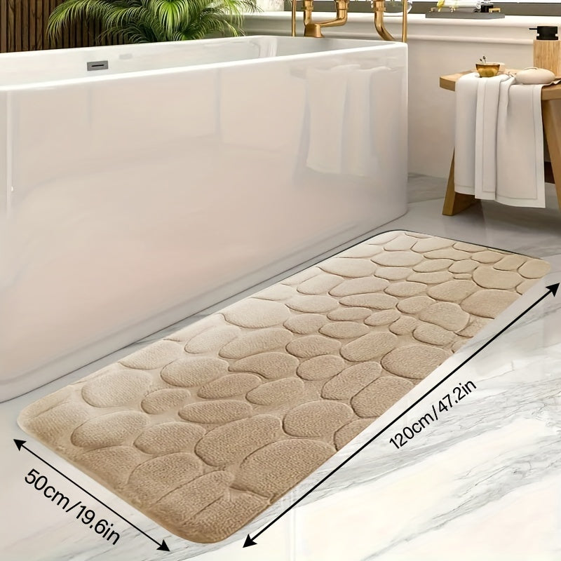 Alfombra de baño de espuma viscoelástica con relieve de piedra, antideslizante, suave, absorbente y lavable