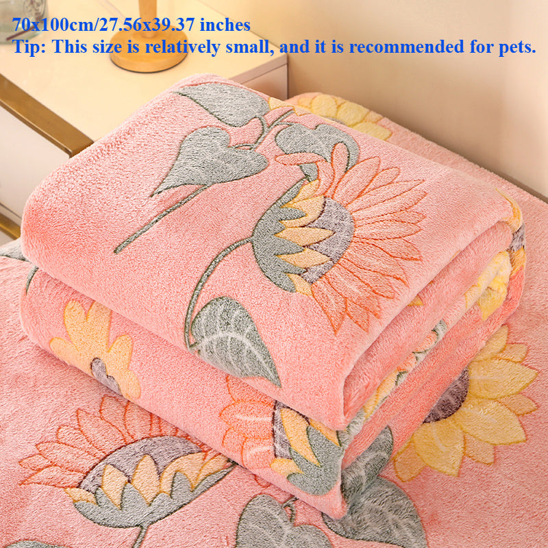 Floral Pumpkin Pattern Velvet Blanket for Sofa Bed Living Room All Seasons