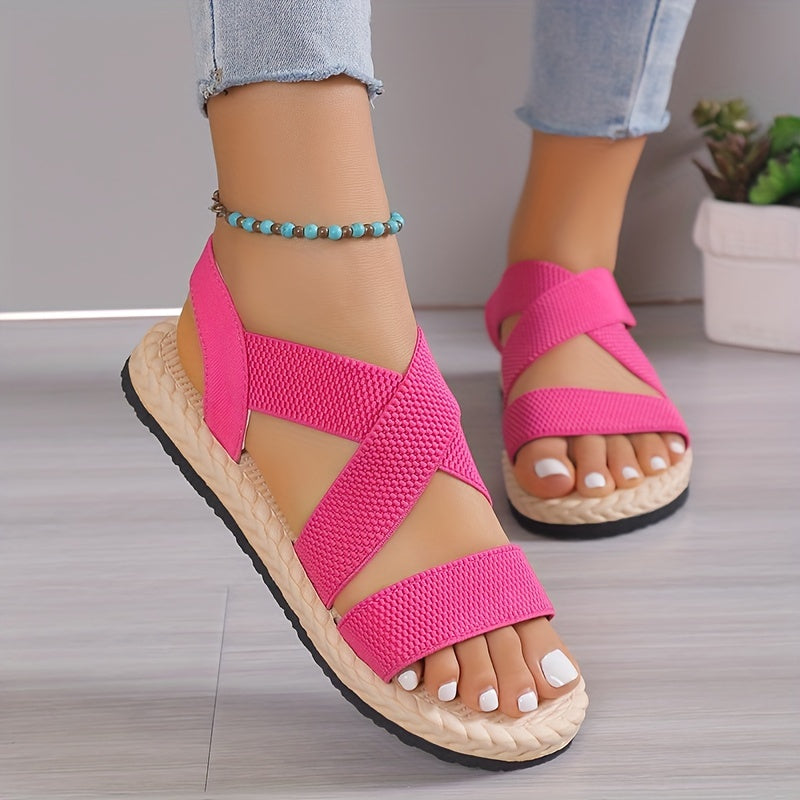 Women Casual Flat Heel Sandals Ankle Strap Slip-On Summer Beach Shoes