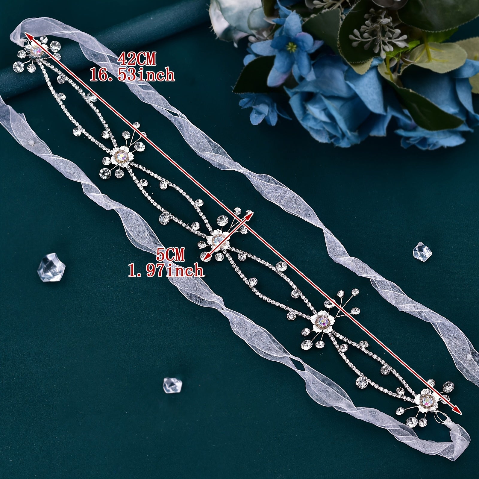 Women's Silver Rhinestone Cross Waist Belt for Wedding Gowns and Formal Outfits