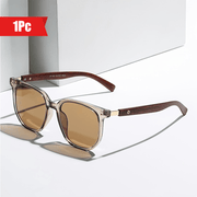 Unisex Vintage Wood Grain Square Glasses in Tea Brown for Men