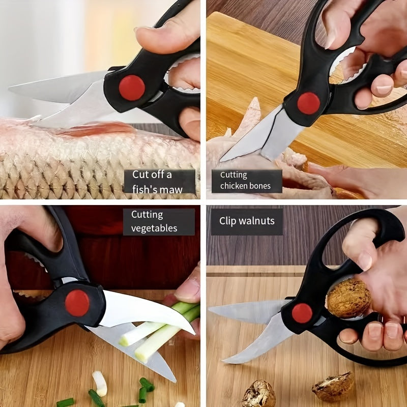 3 dona to'plam kuchli, ko'p funksiyali zanglamas po'latdan yasalgan oshxona qaychi tovuq suyaklari va yong'oq kesish uchun.