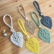 Set of 2 Bohemian Woven Curtain Ties with Leaf Macrame Design Adjustable Holdbacks for Windows Home Bedroom Office