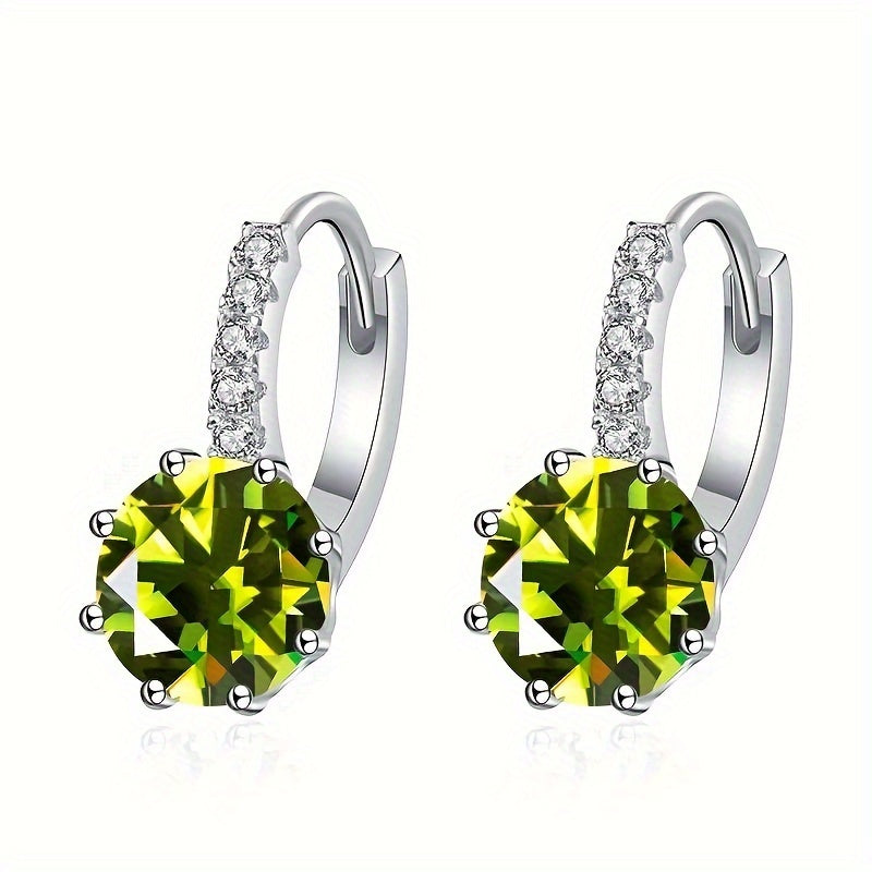 Women’s Moissanite Hoop Earrings 8mm Sterling Silver Huggie Jewelry