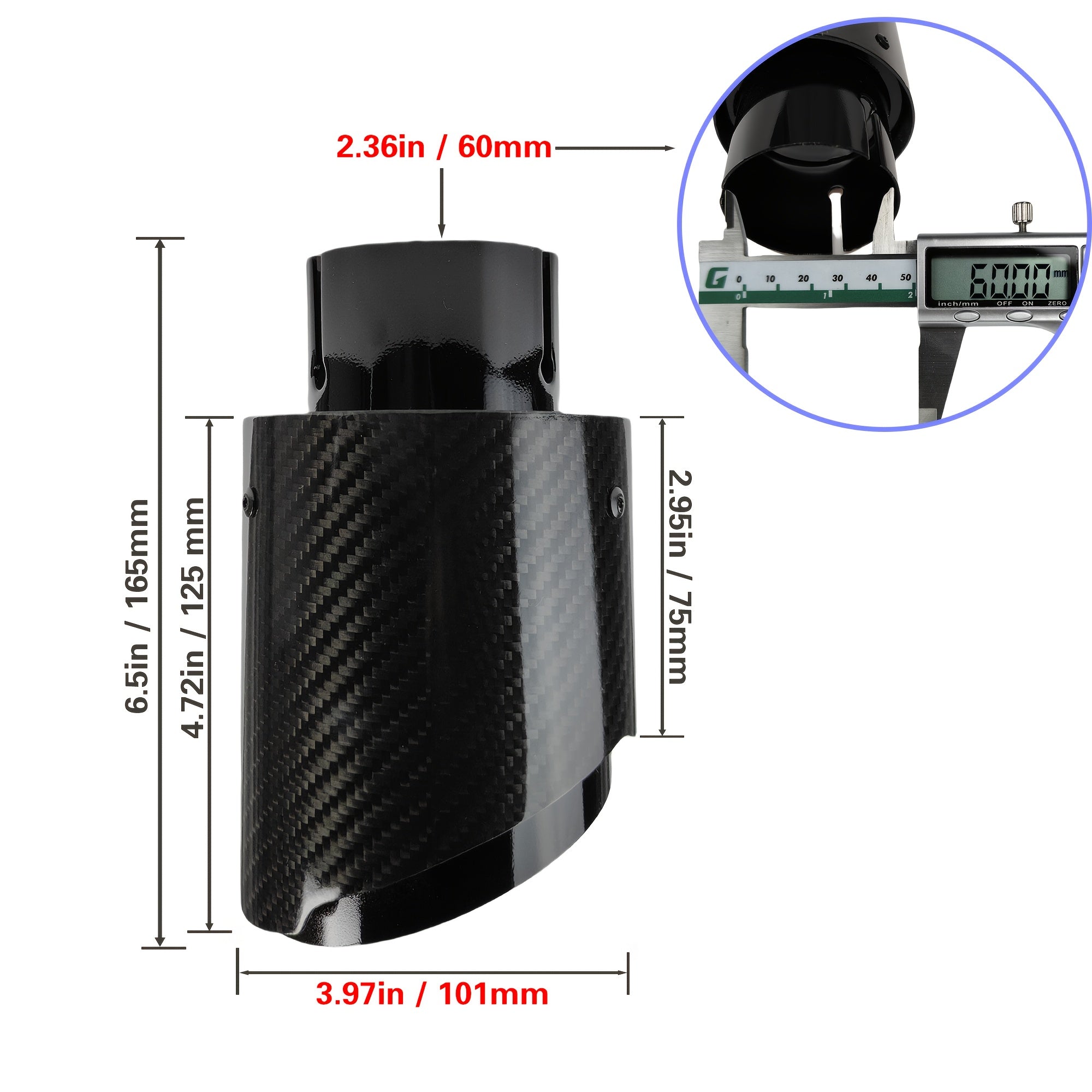 Carbon Fiber Pattern Car Exhaust Pipe Glossy Tail Tip Replacement