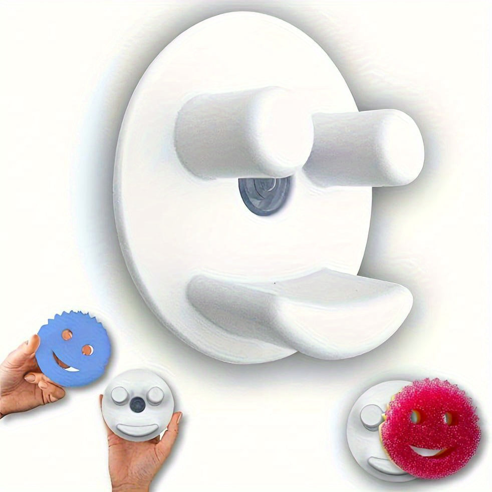 Wall-Mounted Sponge Holder with Suction Cup Kitchen Organizer for Sponges and Brushes