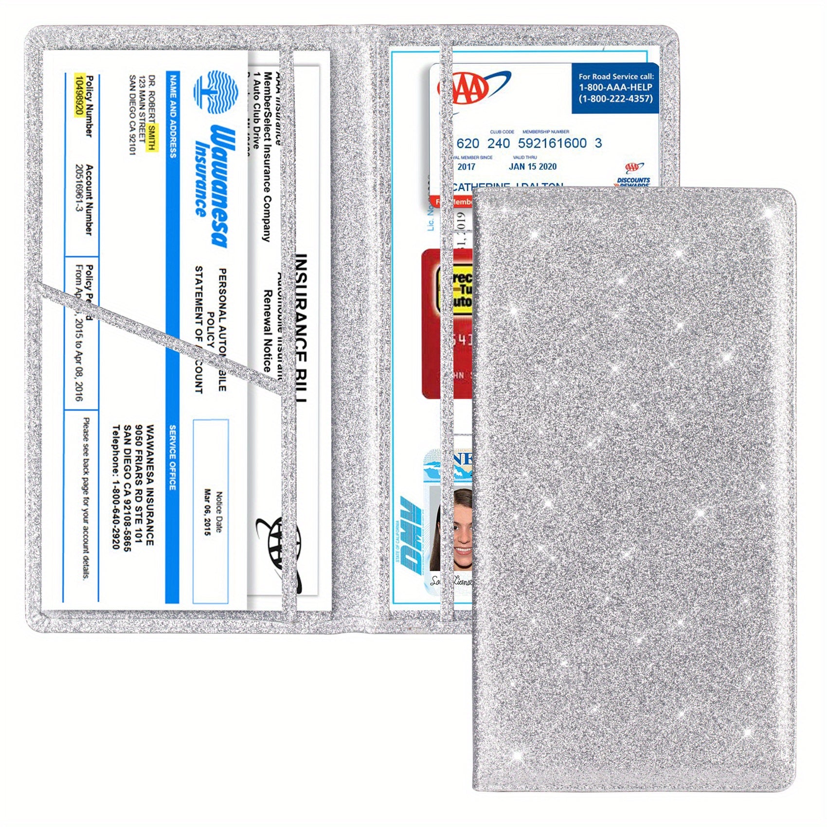 Avtomobil litsenziyasi va sug'urta kartasi tutqichli charmli transport hujjatlarini tashkil etuvchi