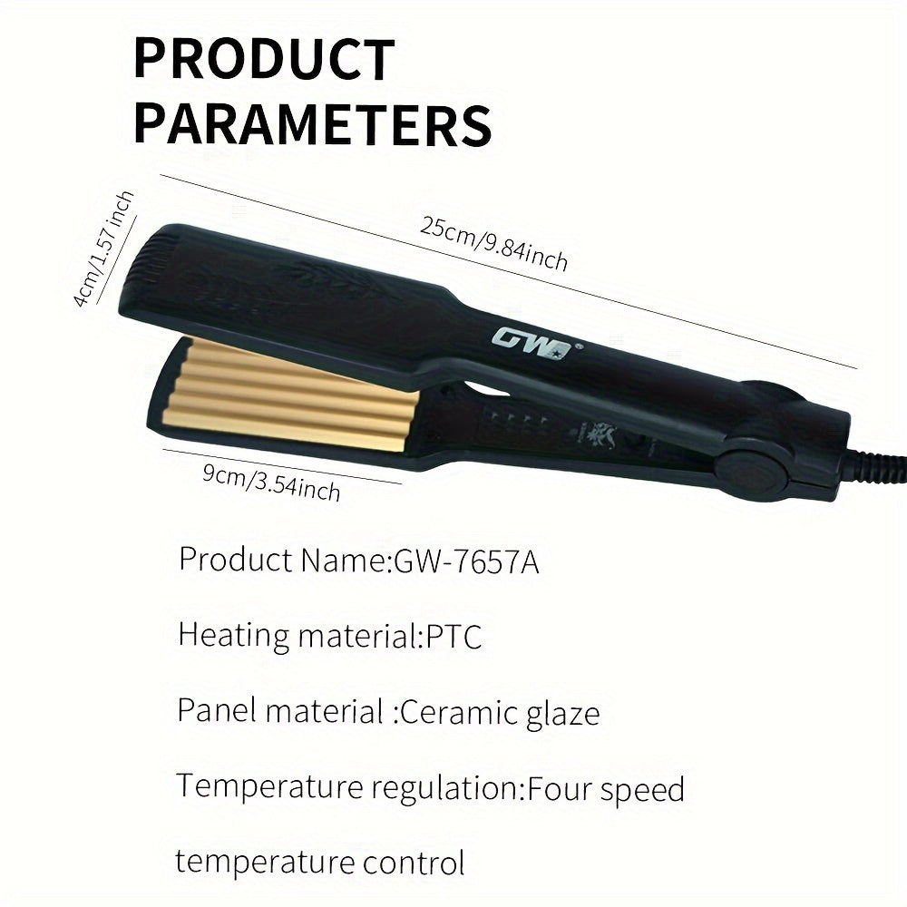 GW Mini Sochni Tekislovchi, 45W Unisex-Adult Sayohat O'lchamidagi Burama Temir, Moslashtiriladigan Harorat bilan, Alyuminiy Qotishma Isituvchi Plita, Qisqa Sochlar uchun Portativ Qorin To'lqin Klipi, Yevropa