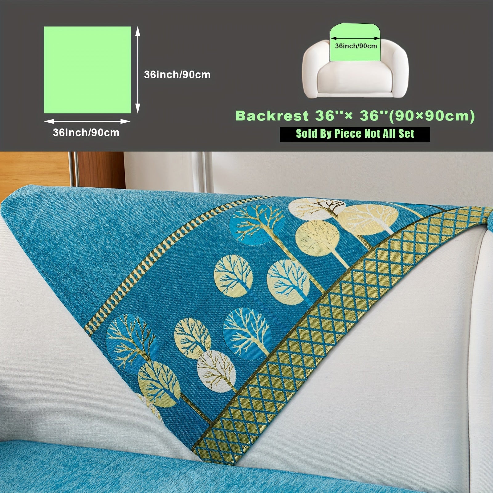 Bohemian Style Sofa Cover with Moonlight Forest Tree Pattern Non-Slip Machine Washable for Single to Quadruple Seat Sofas