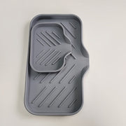 Gray Silicone Sink Organizer Tray with Drainage for Sponges and Soap