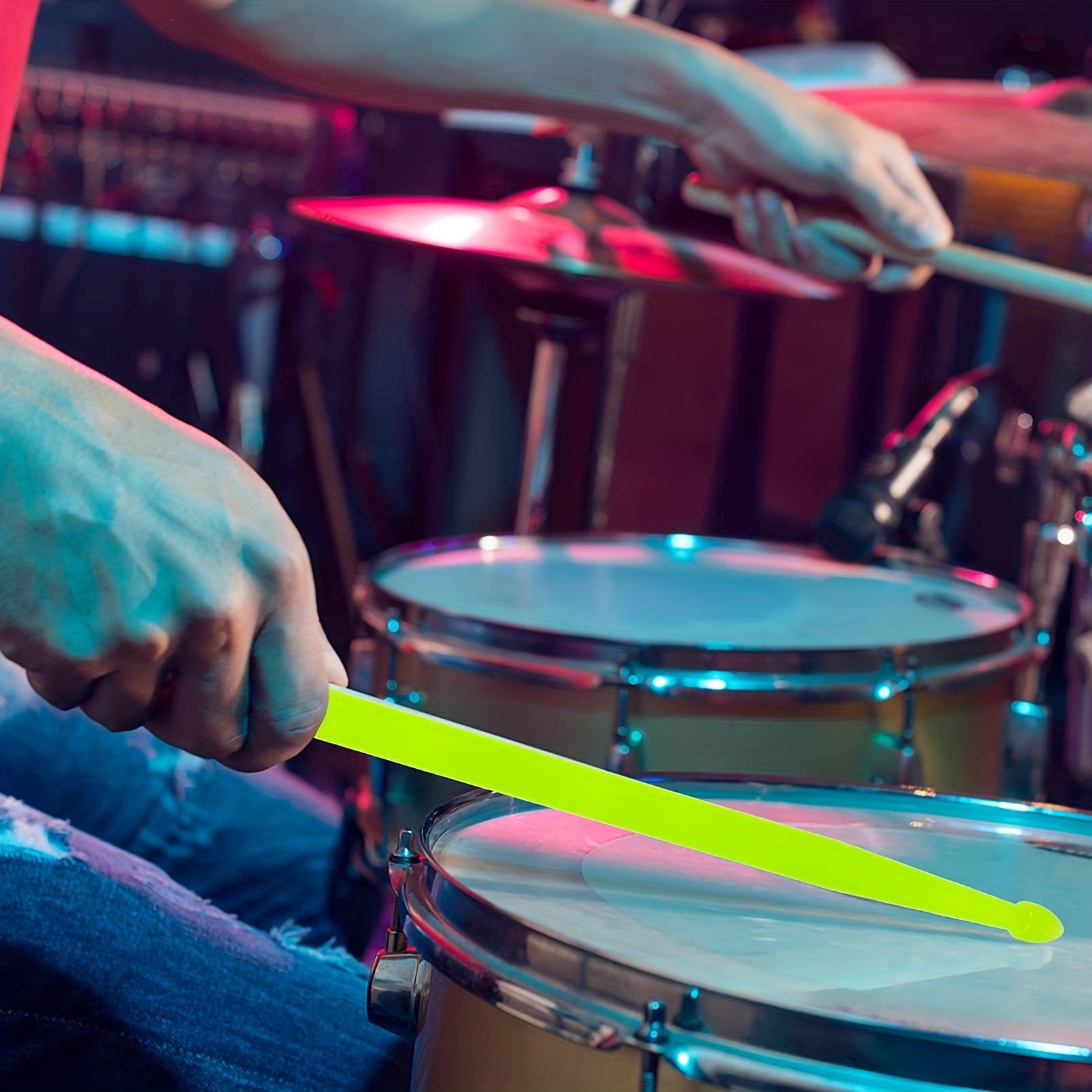 Fluorescent Green Nylon Light-Up Drumsticks for Professionals and Beginners