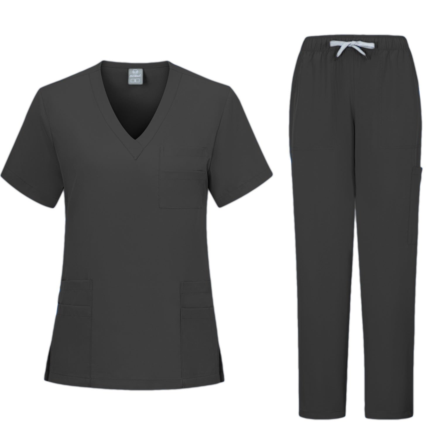 Frosted Women's Medical Scrubs Set Short-Sleeve Top and Pants Polyester Woven