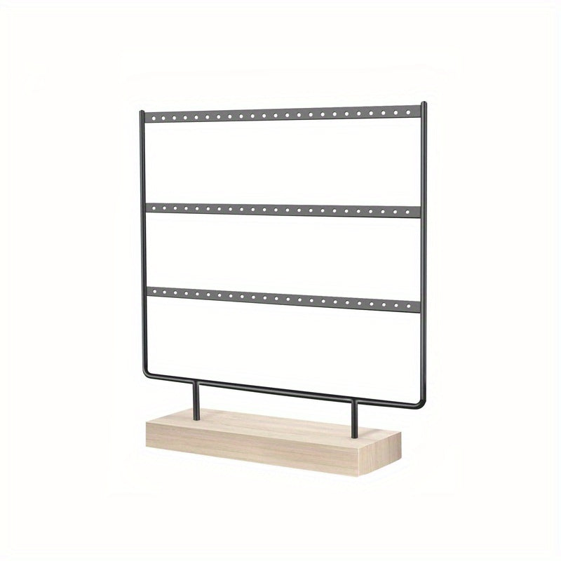 Metal and Wood 3-Tier Jewelry Organizer with Large Storage Capacity
