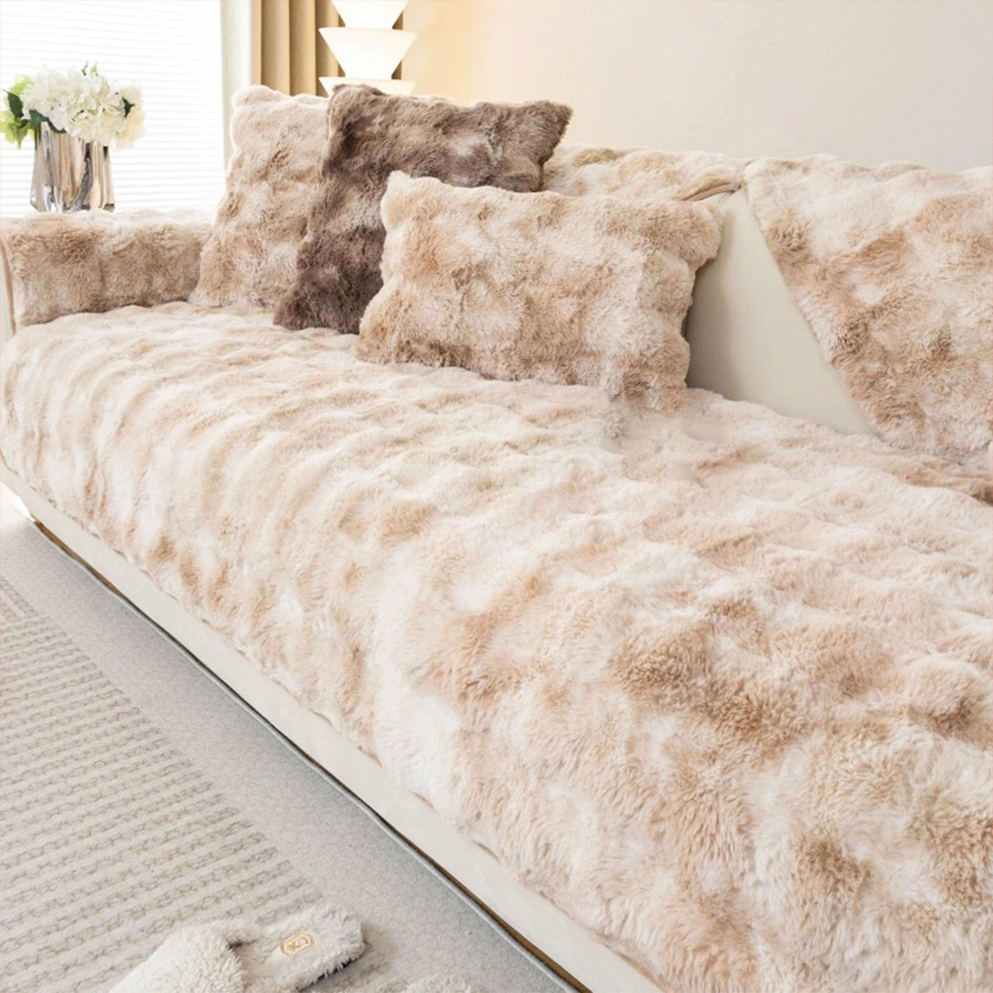 Плюшевое покрытие для дивана на зиму подходит для спальни, гостиной, офиса, домашнего декора