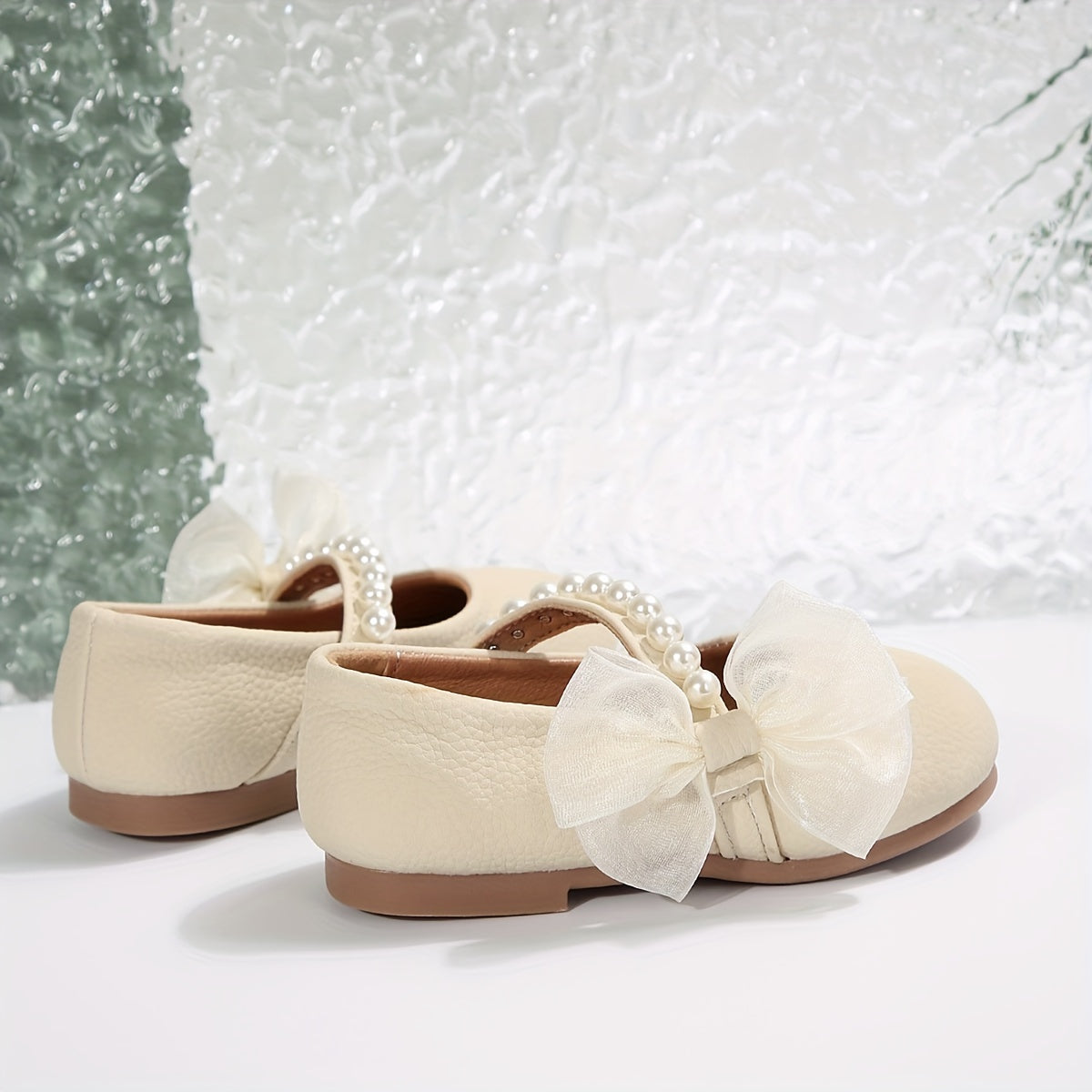 Girls' Mary Jane Shoes with Pearl Bow for Parties Weddings Spring Summer Lightweight Breathable