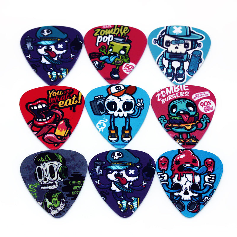 10 Colorful Cartoon Zombie Guitar Picks PVC 0.46/0.71/1.0mm for Acoustic Bass Ukulele