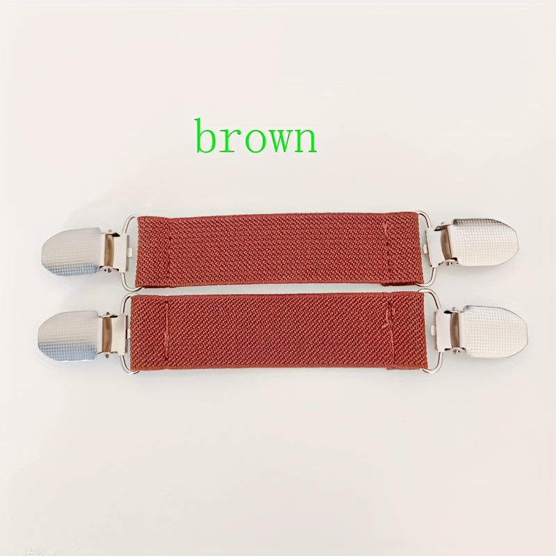 Set of 2 Nylon Elastic Bed Sheet Straps with Anti-Slip Clips for Secure Fit