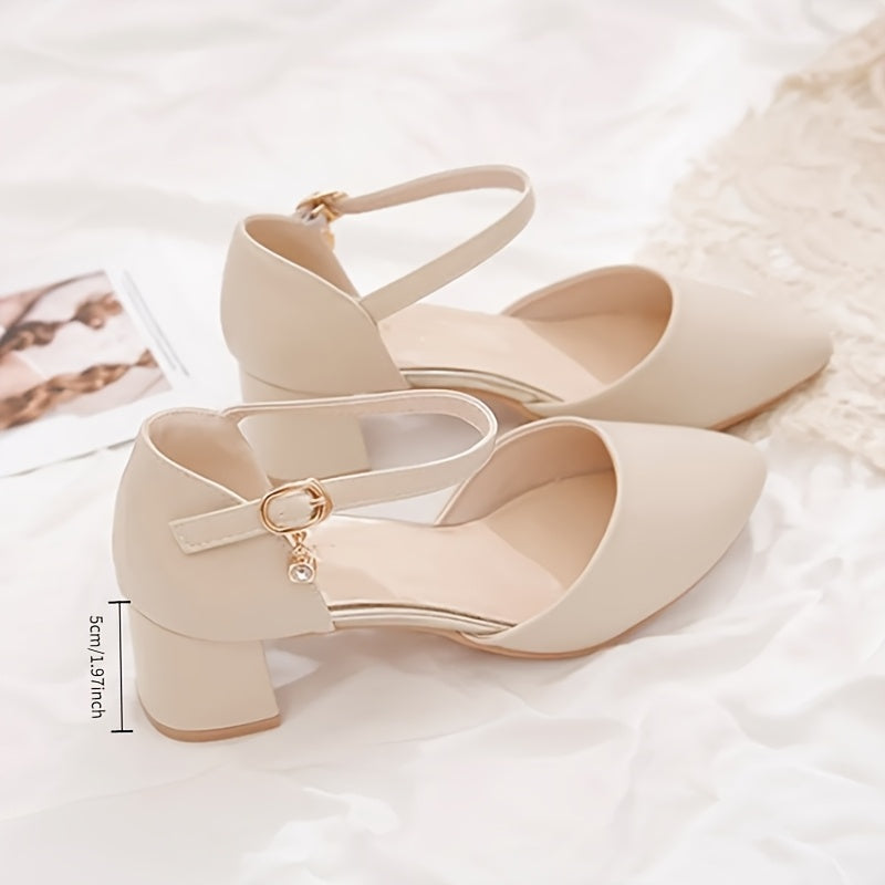 Women's Summer Open-Toe Mid-Heel Sandals with Ankle Strap and Polka Dot Pattern