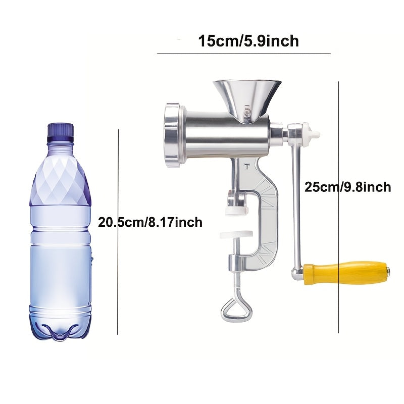 1 dona zanglamaydigan po'latdan yasalgan qo'lda go'sht maydalagich, qisqichlar bilan, qo'l vintli, oshxona uchun go'sht va sabzavotlarni maydalash uchun qurol