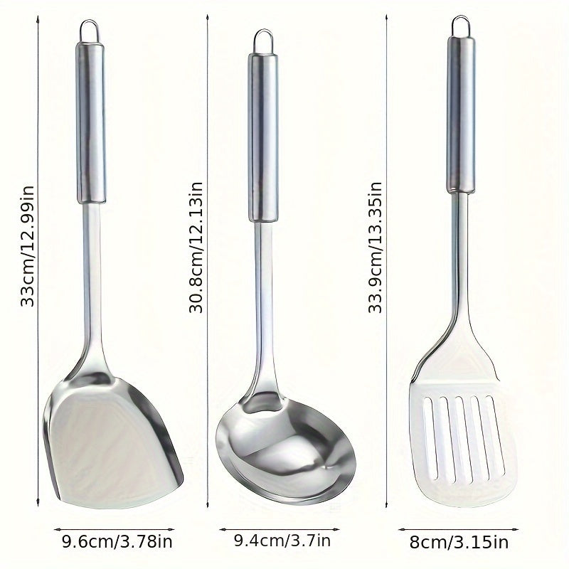 Set of 10 Stainless Steel Kitchen Utensils with Spatula Ladle Slotted Turner and More