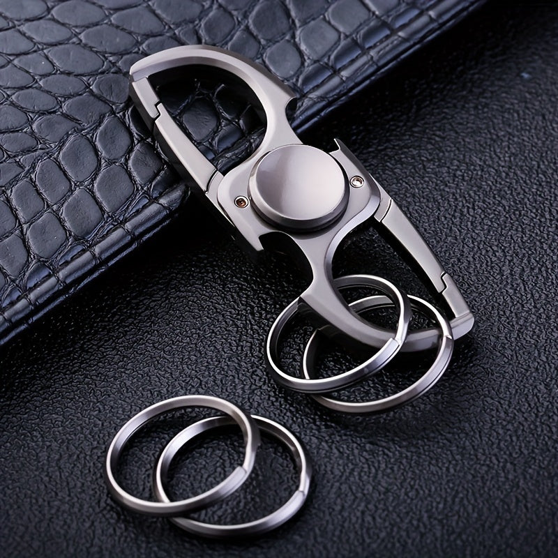 Casual Stainless Steel Key Ring with Spinning Top Gyro Design Durable Accessory