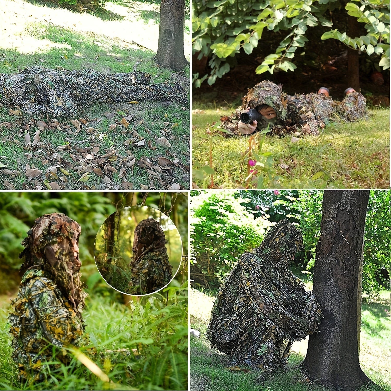 Traje ghillie ligero 3D con camuflaje de hojas para caza, tiro, fotografía de vida silvestre, poliéster, colores mezclados
