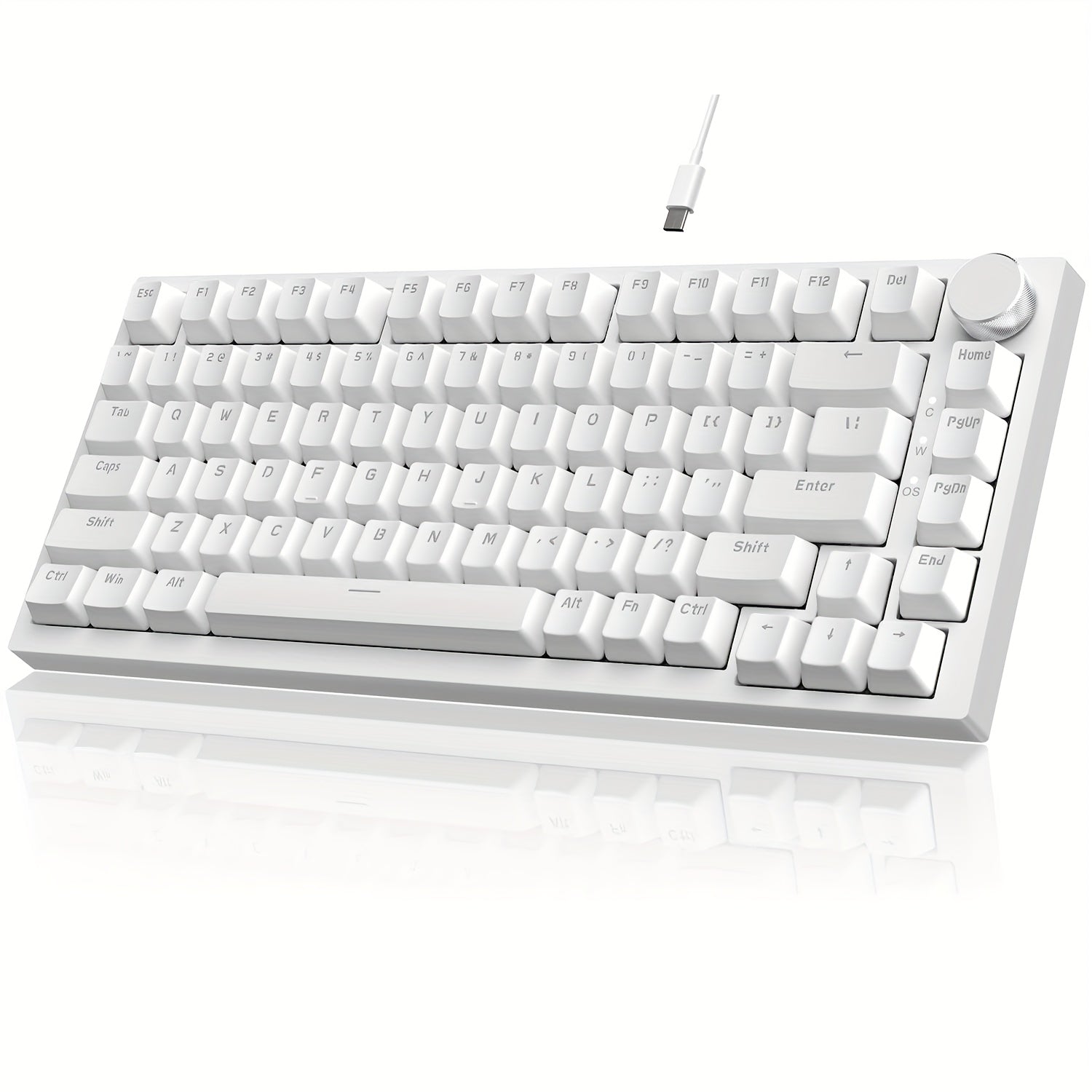 75% Wired Mechanical Gaming Keyboard with Knob and Hot-Swappable Sockets