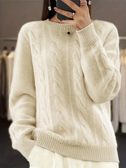 Plus Size Women's Cozy Knit Sweater Long Sleeve Round Neck Pullover