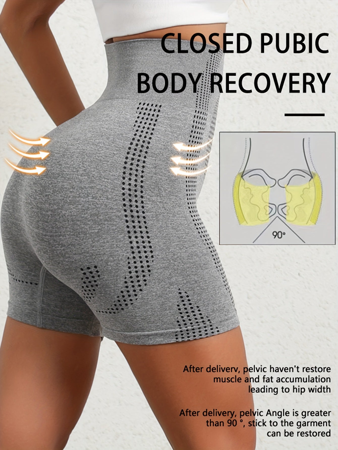 Women High Waist Shaping Shorts Tummy Control Butt Lift Solid Color Knit Fabric