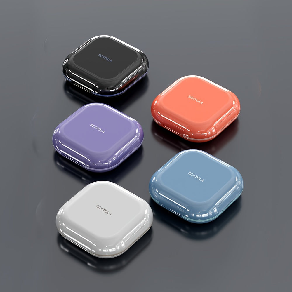 White and Blue 4-Compartment Pill Organizer with Transparent Lid for Travel and Daily Use