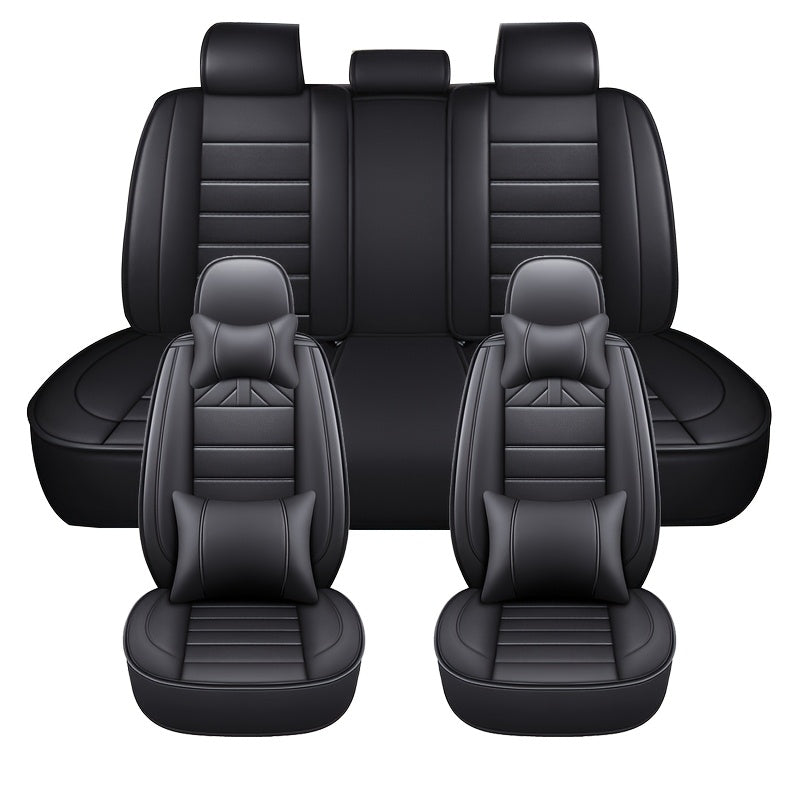 Funda de asiento para coche de cuero sintético para todas las estaciones, cobertura completa para asiento, compatible con coches de cinco plazas