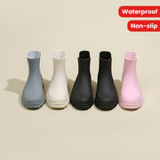 Women's Rubber Ankle Rain Boots Waterproof Slip-On Non-slip Shoes