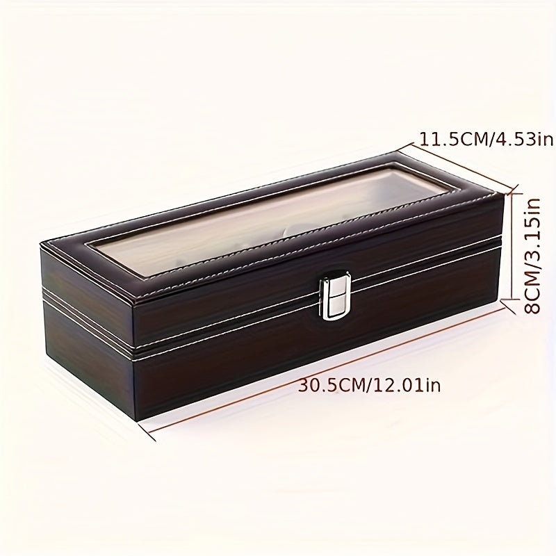 Large Capacity Watch Storage Box with 6 Slots for Men and Women