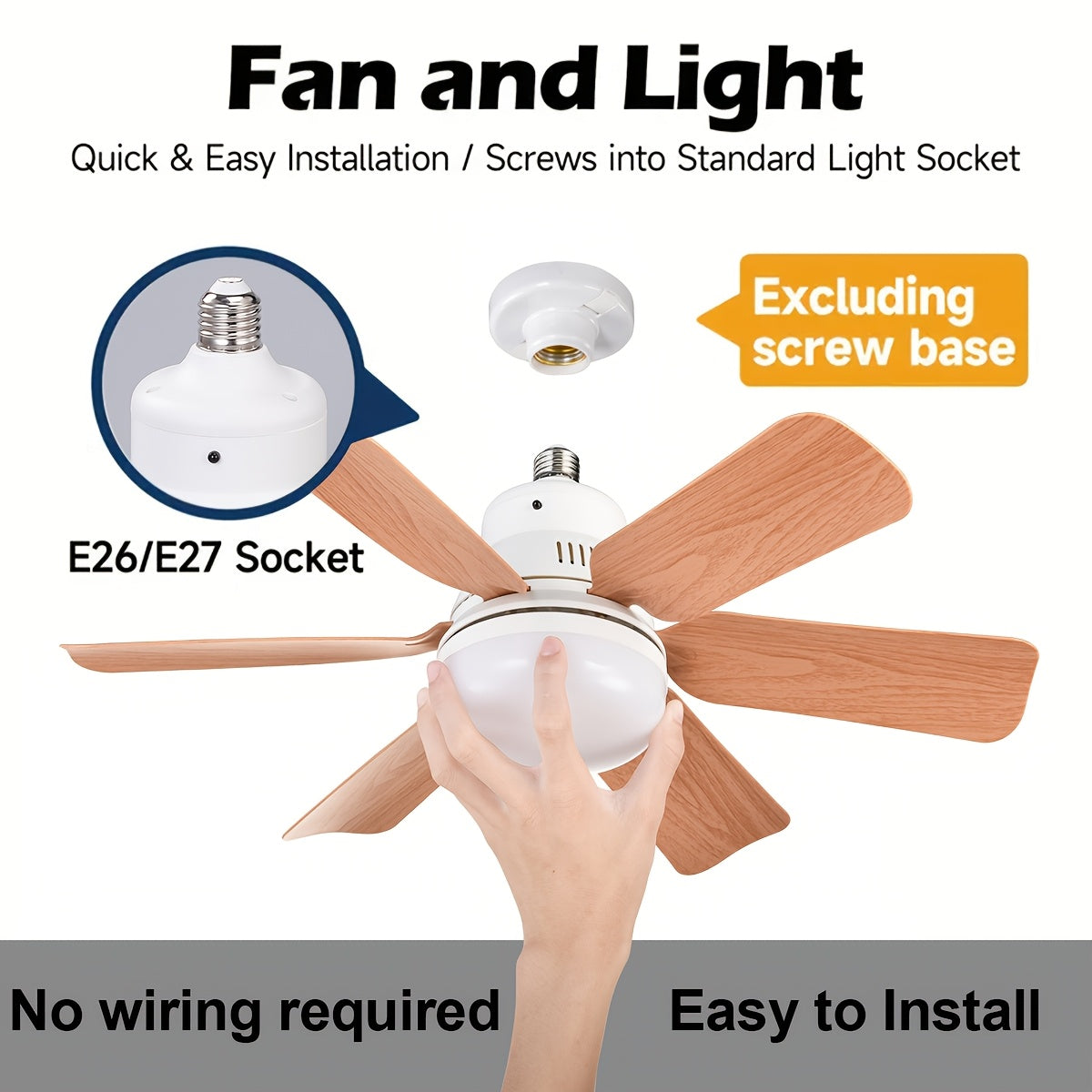 LED Smart Fan Light with Remote Control 2-in-1 E26/E27 Socket Square Blade Ceiling Fan