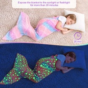 Glow-in-the-Dark Flannel Mermaid Tail Blanket for Girls Teens Adults Plush Cozy Sleepwear
