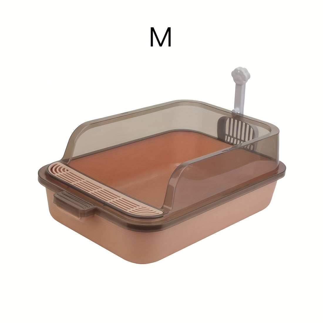 Rectangular Plastic Cat Litter Box with Removable Cover and Raised Edge